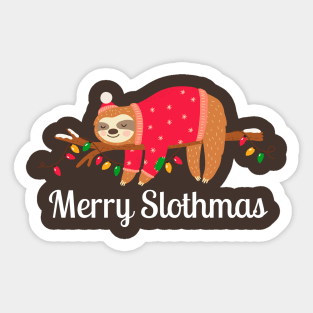 Merry Slothmas Christmas Sloth Sticker